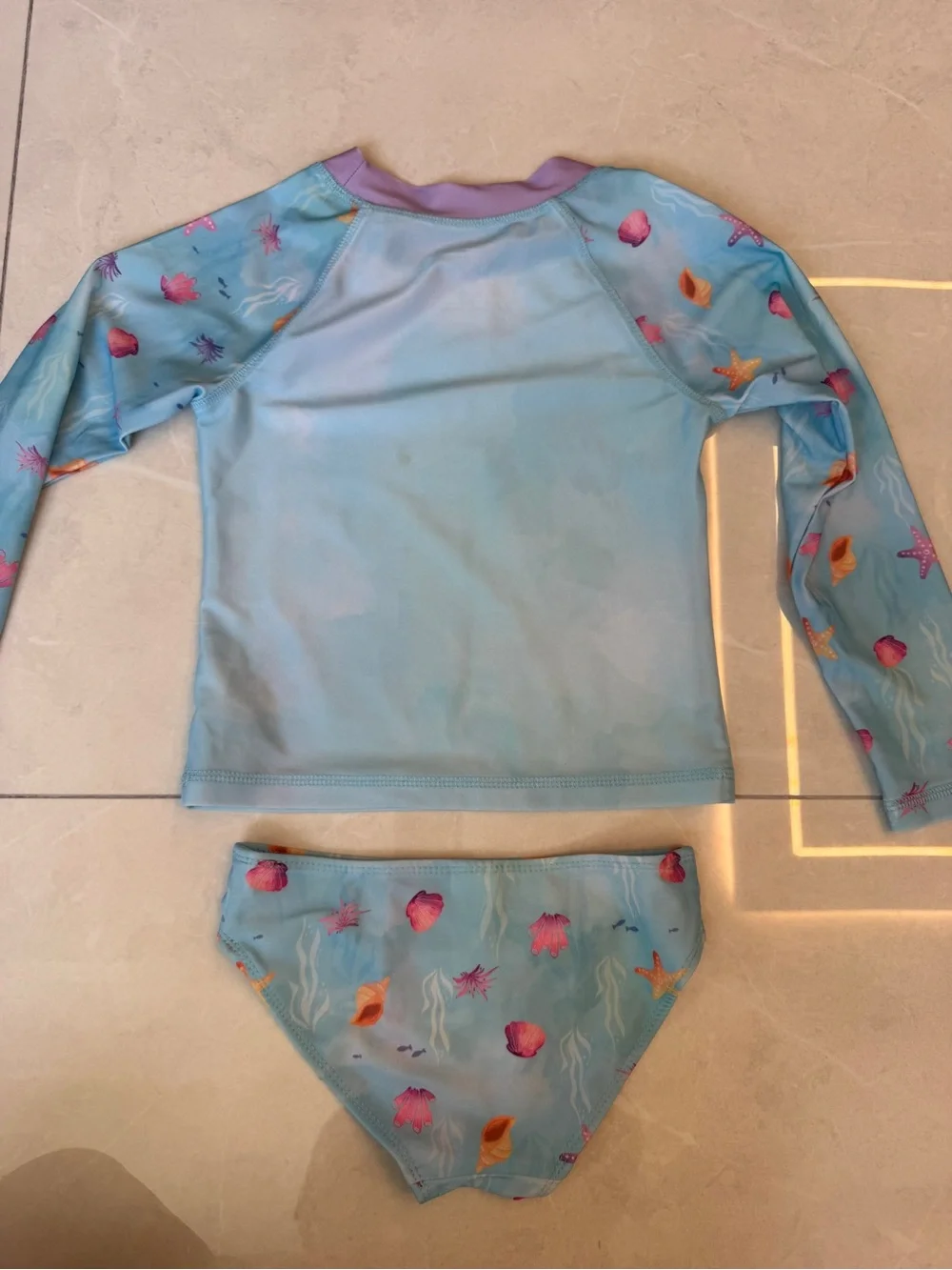 Disney Girls Light Blue & Purple Mermaid Long-Sleeve Rashguard Swim Set